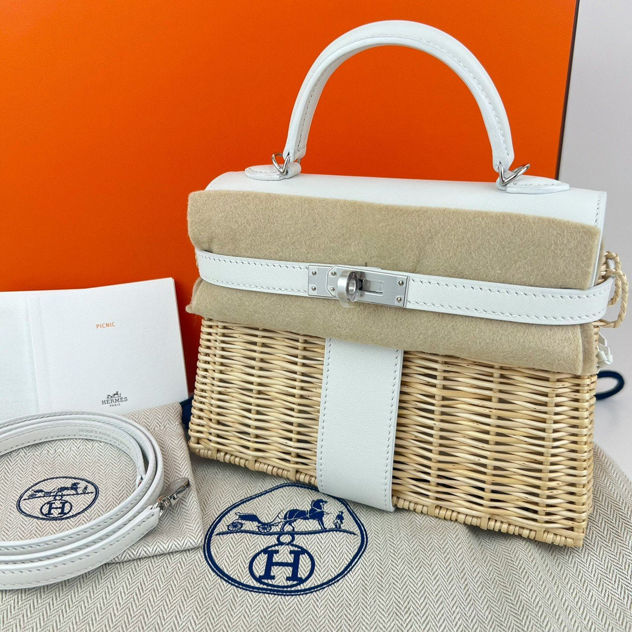 Mini kelly picnic ミニケリーピクニック Blanc ブランク PHW シルバー金具 B刻