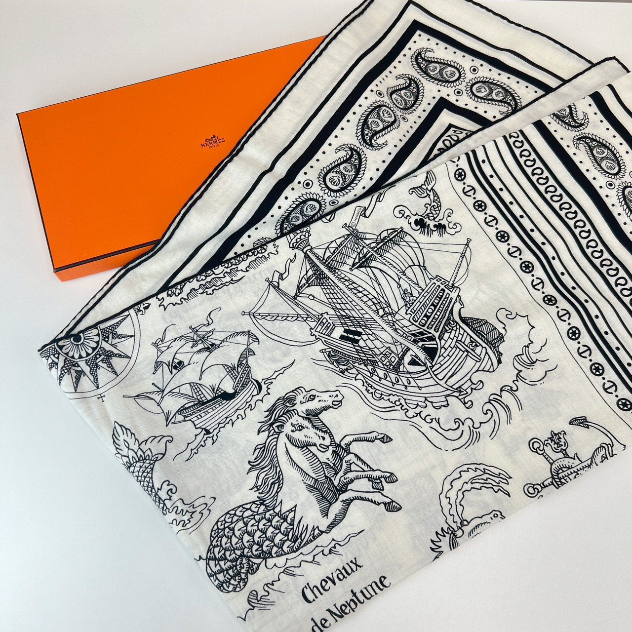 Tatouages Marins Bandana shawl 140 タトゥアージュ マリンズ バンダナ ショール 140 Cashmere/Silk カシミア/シルク