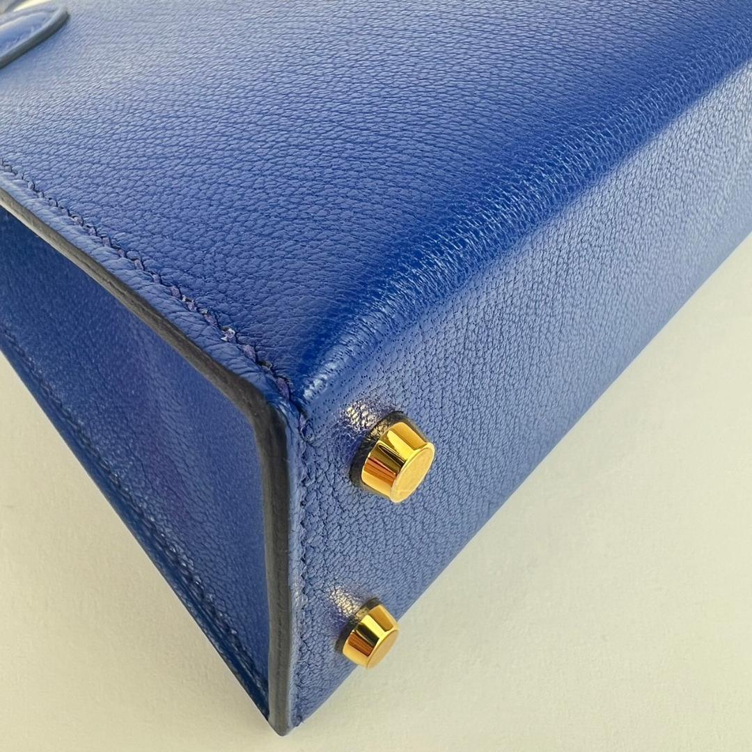 Mini kelly ミニケリー Blue royal ブルーロイヤル Chevre シェーブル GHW ゴールド金具 B刻