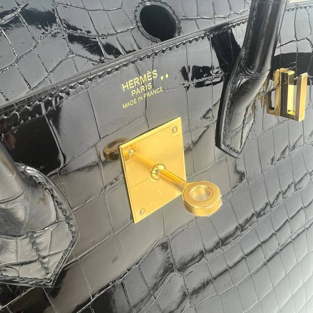 Birkin30 バーキン30 Black ブラック GHW ゴールド金具 Shiny crocodile シャイニークロコダイル Stamp-Y Y刻印