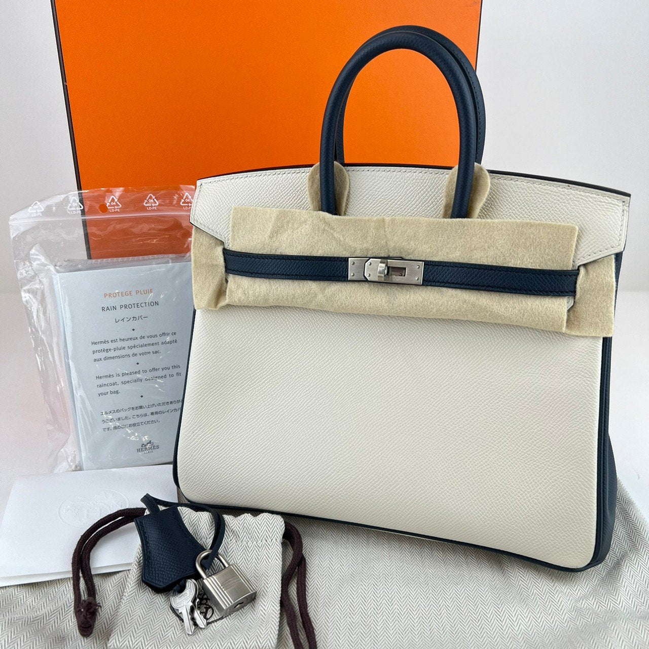 Birkin25 バーキン25 Craie/Black クレ/ブラック Togo トゴ PHW シルバー金具 D刻
