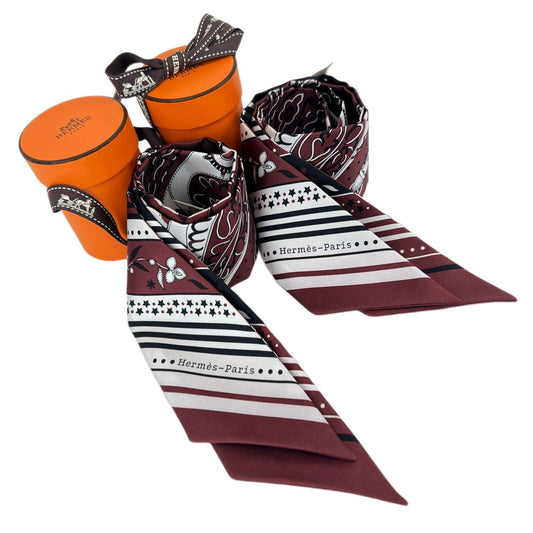 Twilly ツイリー 絹 100% マルチカラー ボルドー