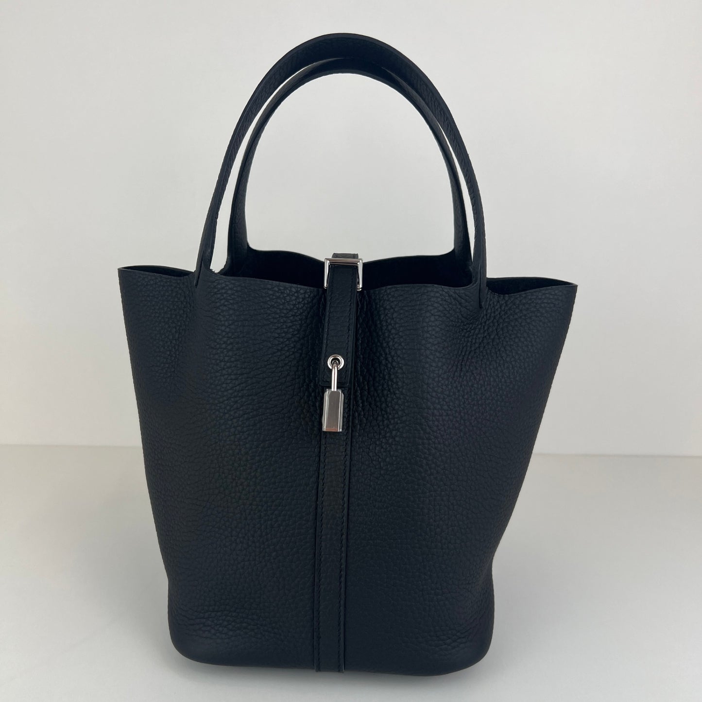 Picotin lock MM ピコタンロックMM Black ブラック Clemence クレマンス PHW シルバー金具 Stamp-K K刻印