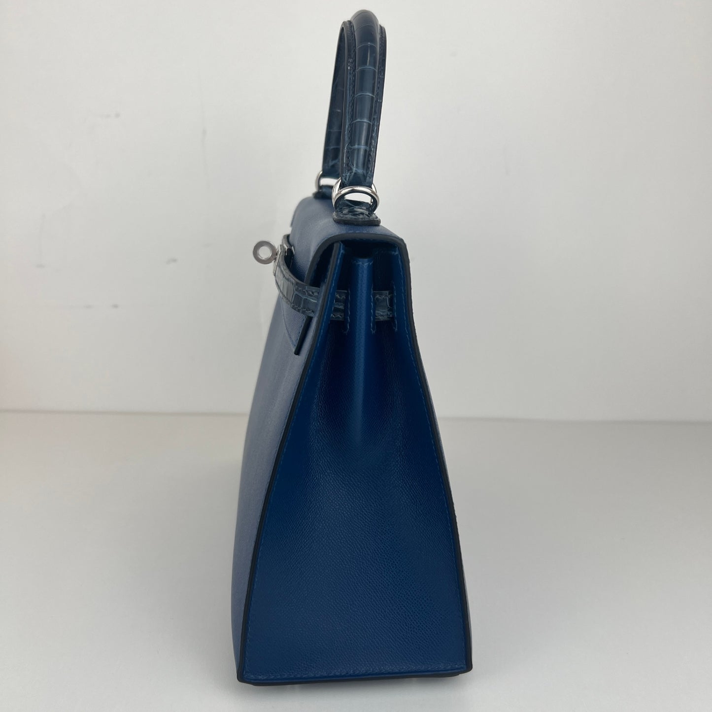 Hermès エルメス Kelly25 ケリー25 Stamp-W W刻印 Madame/Crocodile マダム/クロコダイル Deep blue ディープブルー PHW シルバー金具