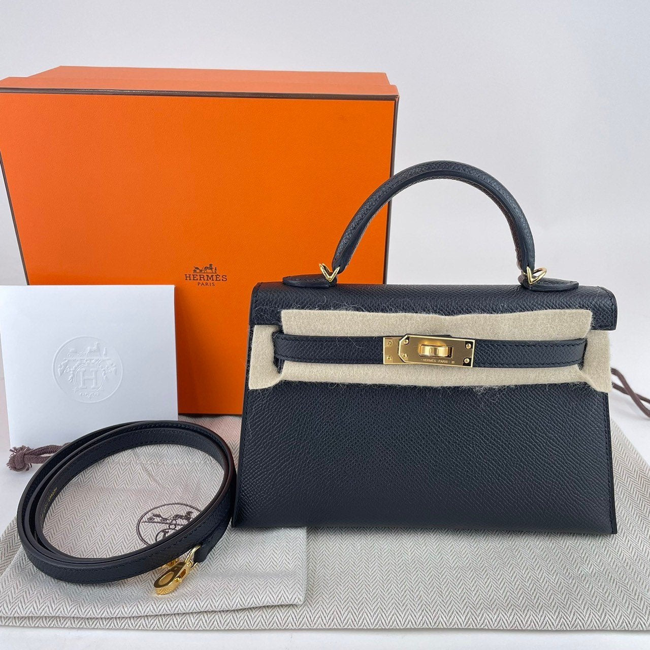 Mini kelly ミニケリー Black ブラック Epsom エプソン ゴールド金具 B刻 ショルダーバッグ レディースバッグ