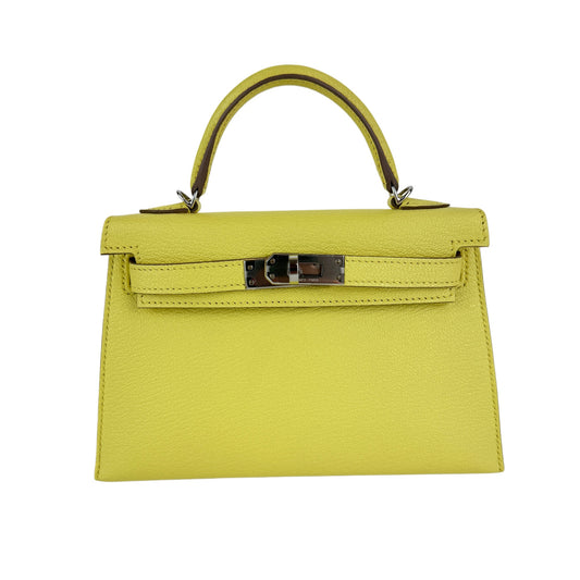 Mini kelly ミニケリー Limoncello リモンチェッロ PHW シルバー金具 Chevre シェーブル Stamp-B B刻印