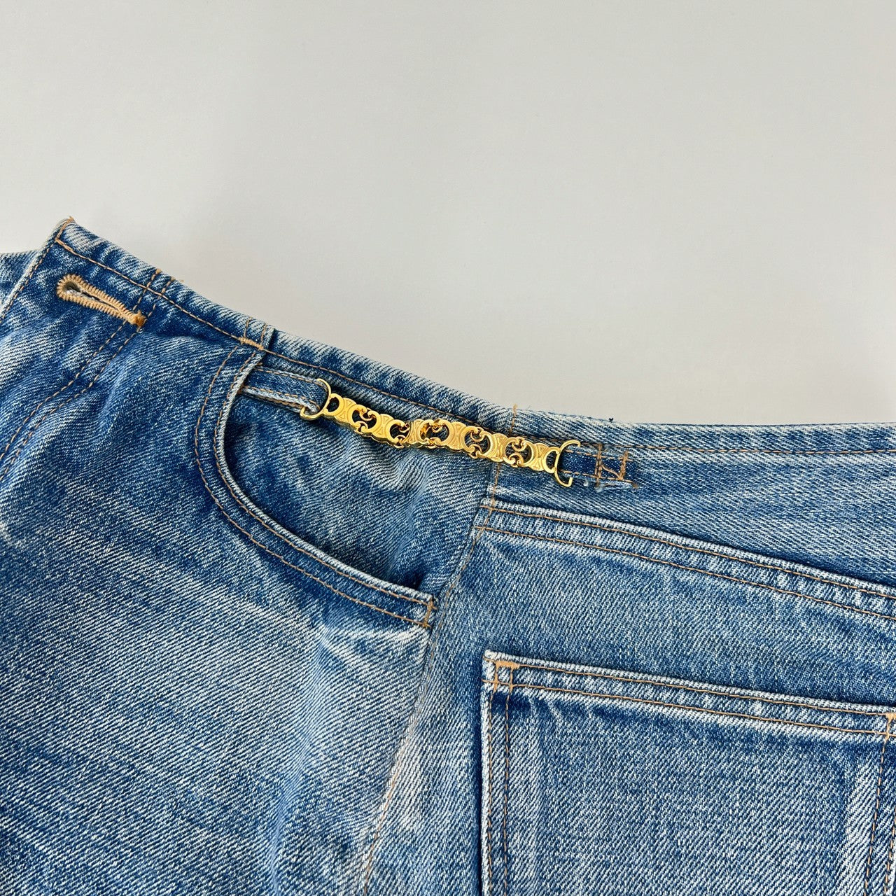 CELINE セリーヌ デニムミニスカート 綿100% light blue denim