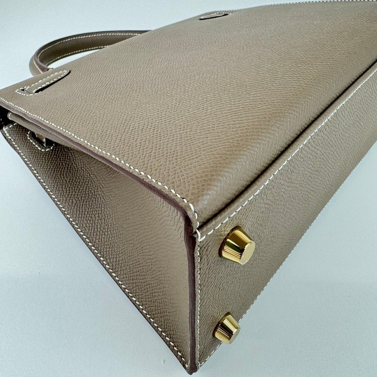 Kelly25 ケリー25 Etoupe エトープ Epsom エプソン GHW ゴールド金具 Stamp-W W刻印