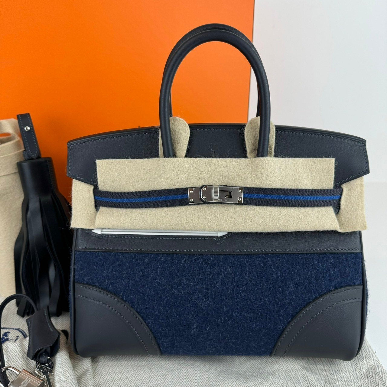 Birkin25 Go Team バーキン25 ゴーチーム Caban/Blue nuit/Black キャバン/ブルーニュイ/ブラック Swift スイフト PHW シルバー金具 Stamp-W W刻印