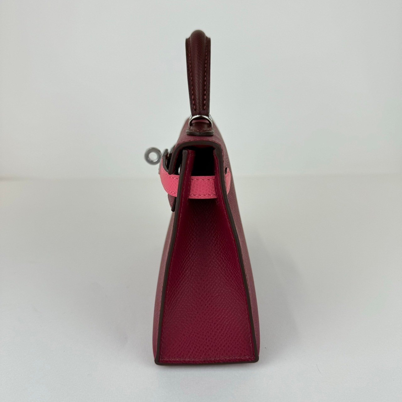 HERMES エルメス Mini kelly tricolor ミニケリー トリコロール Ruby/Rose azalee/Rouge H ルビー/ローズアザレ/ルージュアッシュ PHW シルバー金具 Epsom エプソン Stamp-B B刻印