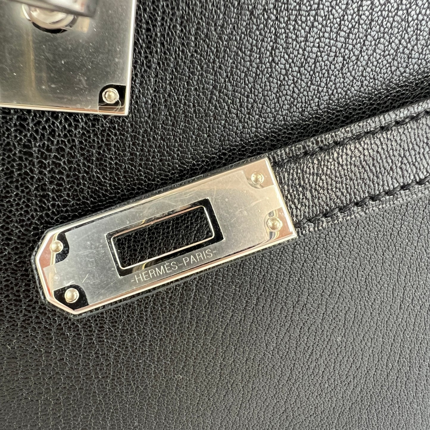 Kelly elan ケリーエラン Black ブラック Chevre シェーブル PHW シルバー金具 Stamp-B B刻印