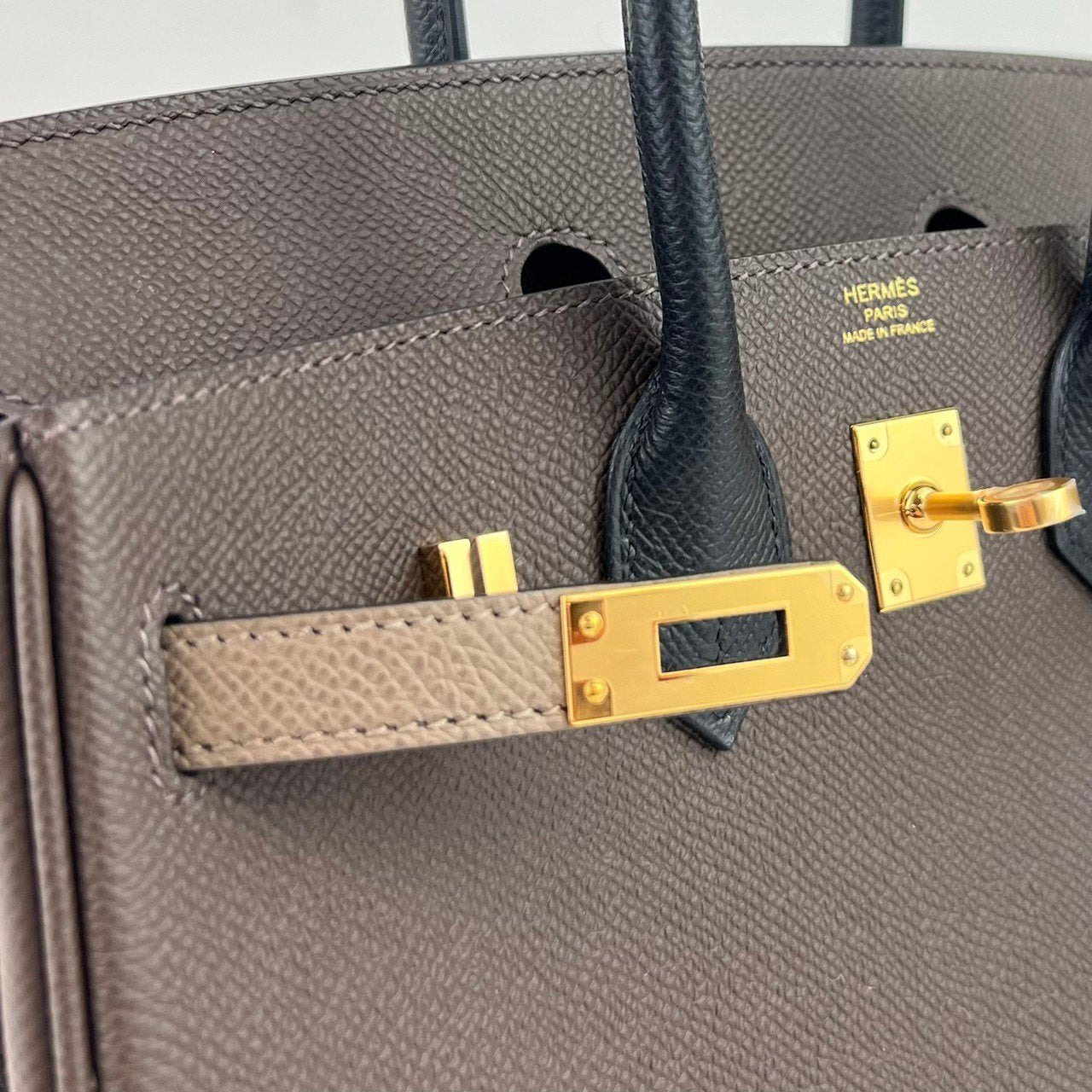 Birkin25 tricolor バーキン25 Ecorce/Etoupe/Black エコルセ/エトープ/ブラック GHW ゴールド金具 Stamp-W W刻印