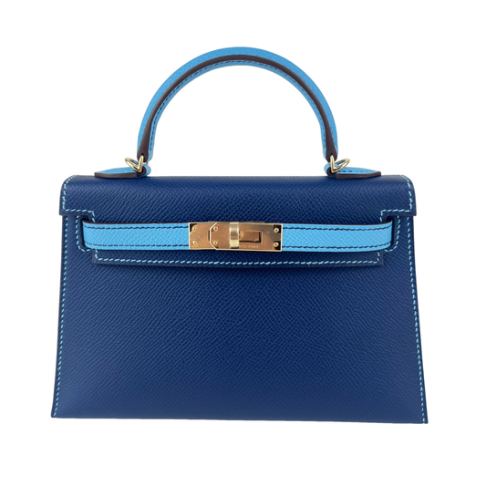 Mini kelly Special order ミニケリー スペシャルオーダー Blue navy/Celeste ブルーネイビー/セレステ PMBHW シャンパンゴールド金具 Stamp-K K刻印