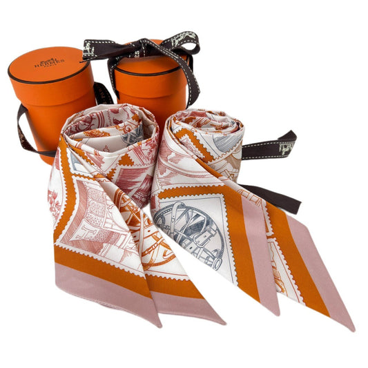 Twilly ツイリー マルチカラー ホワイト ピンク オレンジ 絹 100%