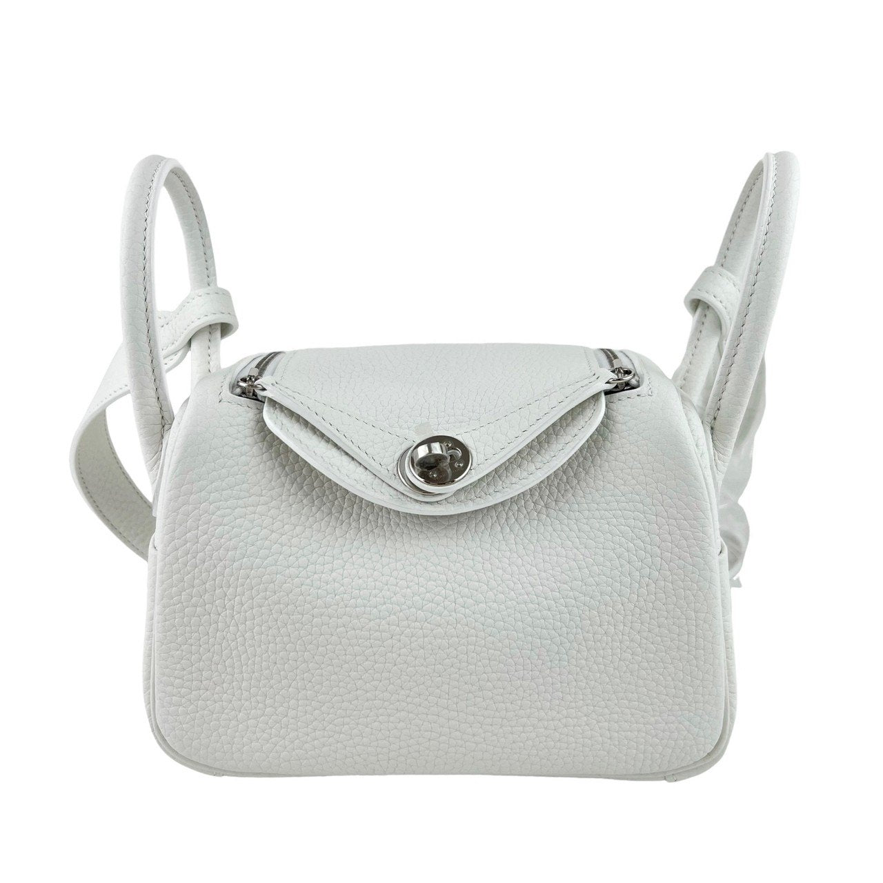 新品未使用 HERMES エルメス Lindy mini リンディミニ New white ニューホワイト PHW シルバー金具 Clemence クレマンス Stamp-B B刻 ショルダーバッグ レディースバッグ