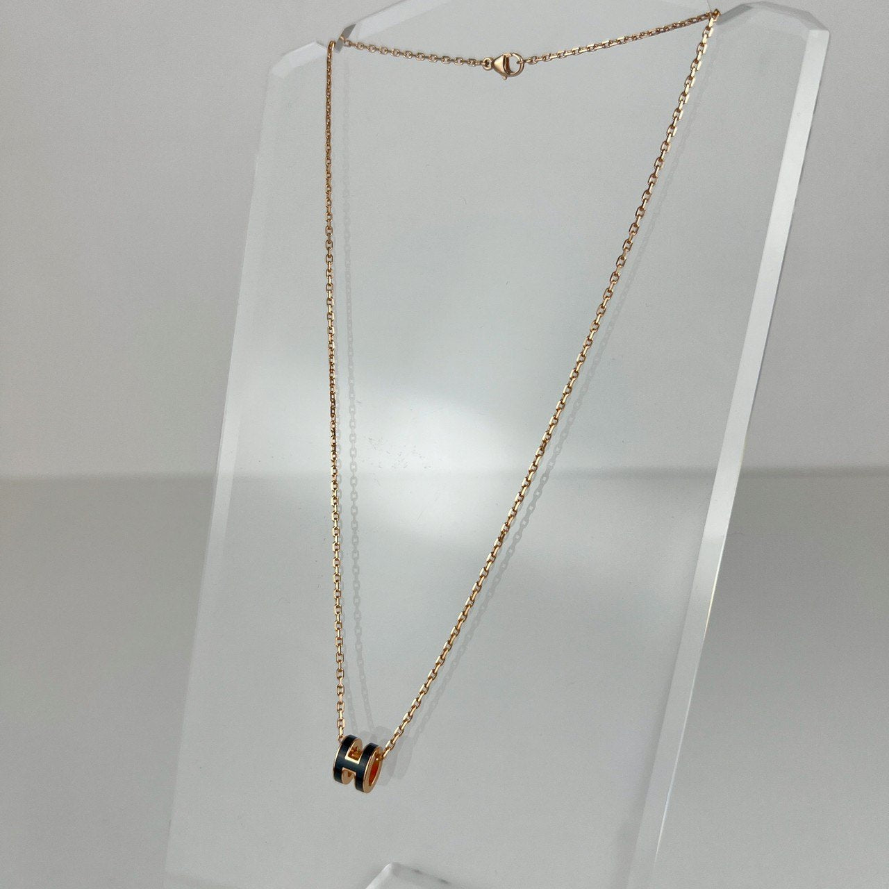 Pendant Mini pop H ポップアッシュネックレス ミニ ブラック ローズゴールド金具