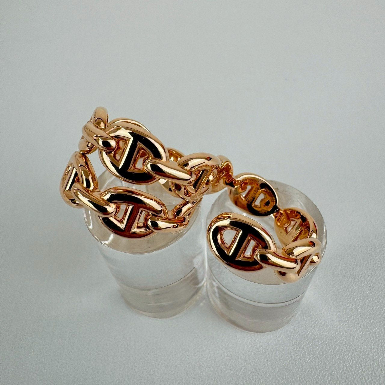 Double chaine d'Andre Enchainee GM #53 シェーヌダンクル アンシェーヌ ダブルリング RGHW ローズゴールド金具 GM 53 13号 幅: 1.43 cm