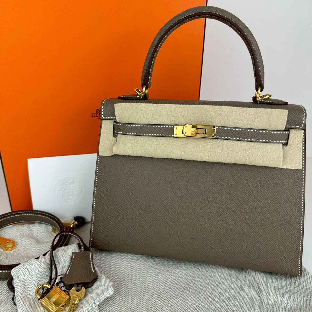 Kelly25 ケリー25 Etoupe エトープ GHW ゴールド金具 Epsom エプソン Stamp-W W刻印