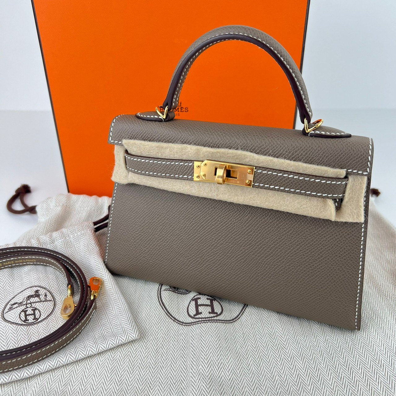 Mini kelly ミニケリー Etoupe エトープ GHW ゴールド金具 Epsom エプソン Stamp-W W刻印