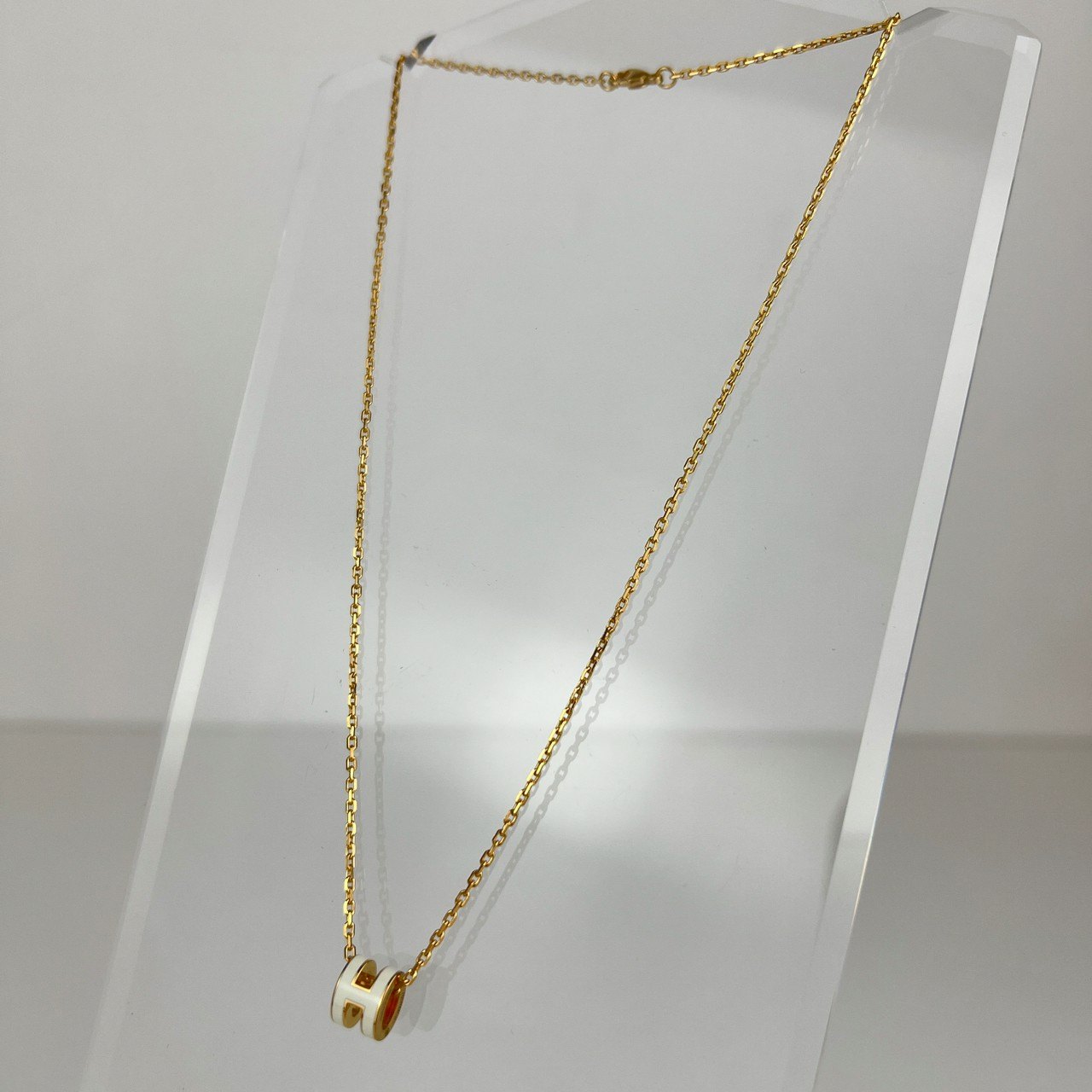 Pendant Mini pop H ミニポップアッシュ ネックレス ホワイト ゴールド金具