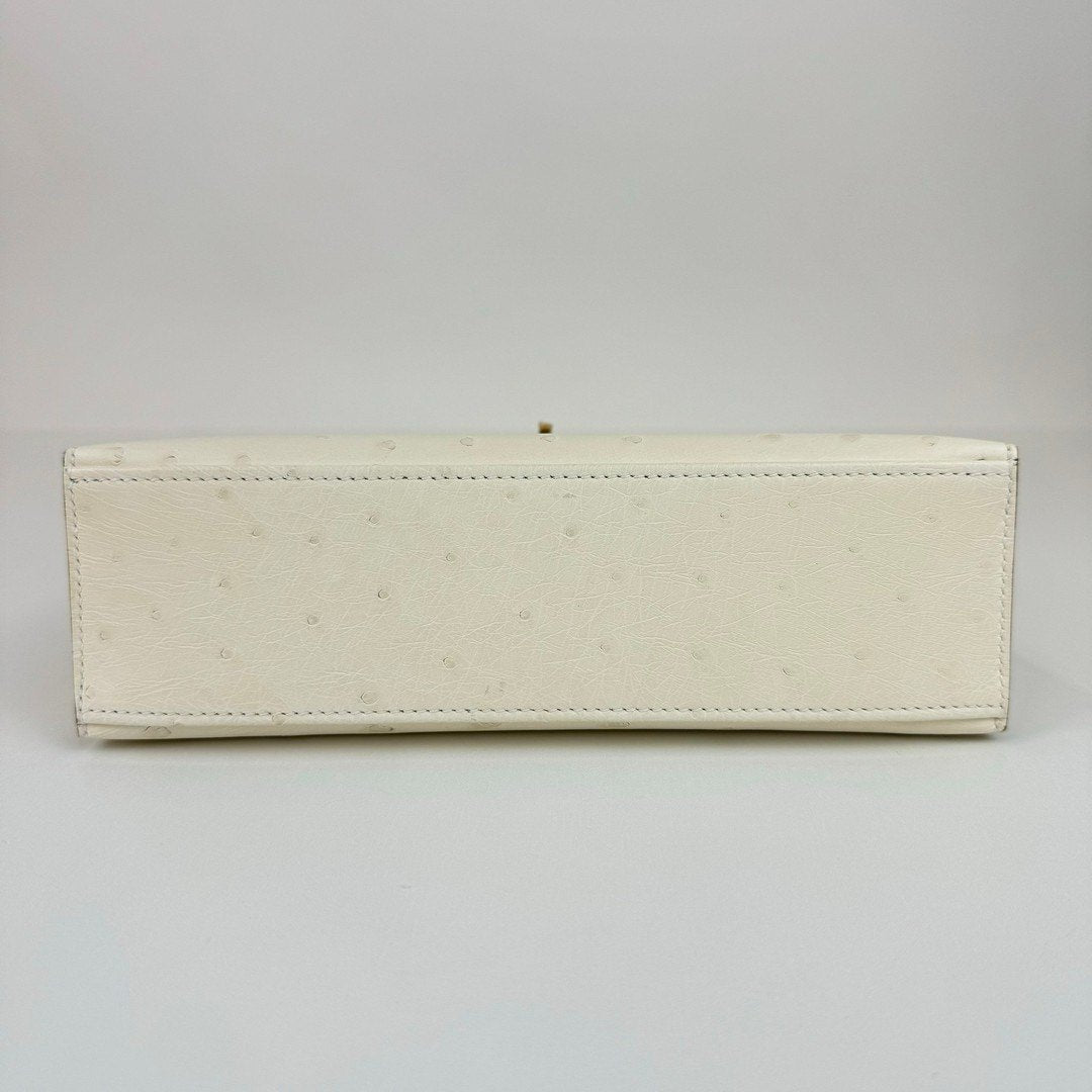 Kelly pochette ケリーポシェット Nata ナタ Ostrich オーストリッチ GHW ゴールド金具 Stamp-B B刻印