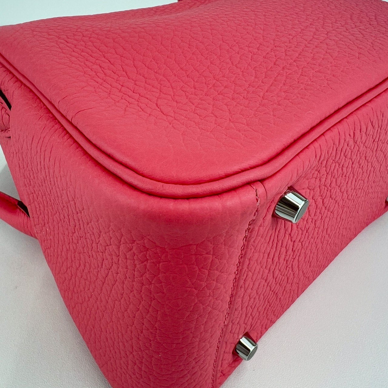 Hermès エルメス Lindy mini リンディミニ Stamp-W W刻印 Taurillon Clemence トリオンクレマンス Rose azalee ローズアザレ PHW シルバー金具