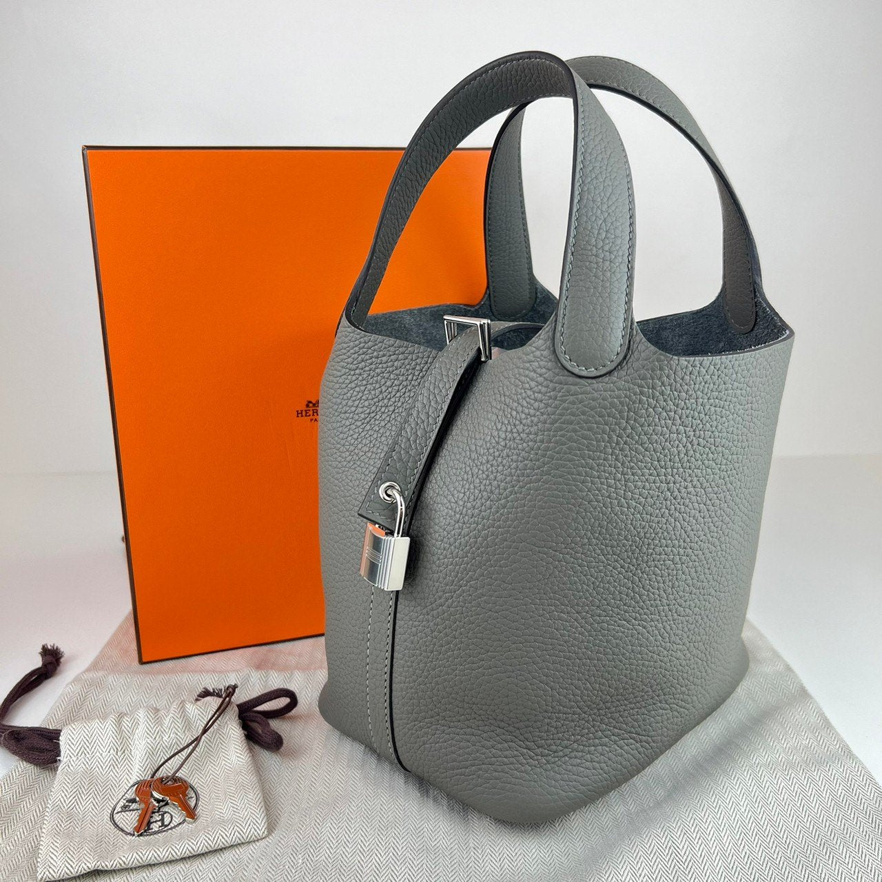 Picotin lock PM ピコタンロックPM Gris meyer グリメイヤー Clemence クレマンス PHW シルバー金具 Stamp-U U刻印