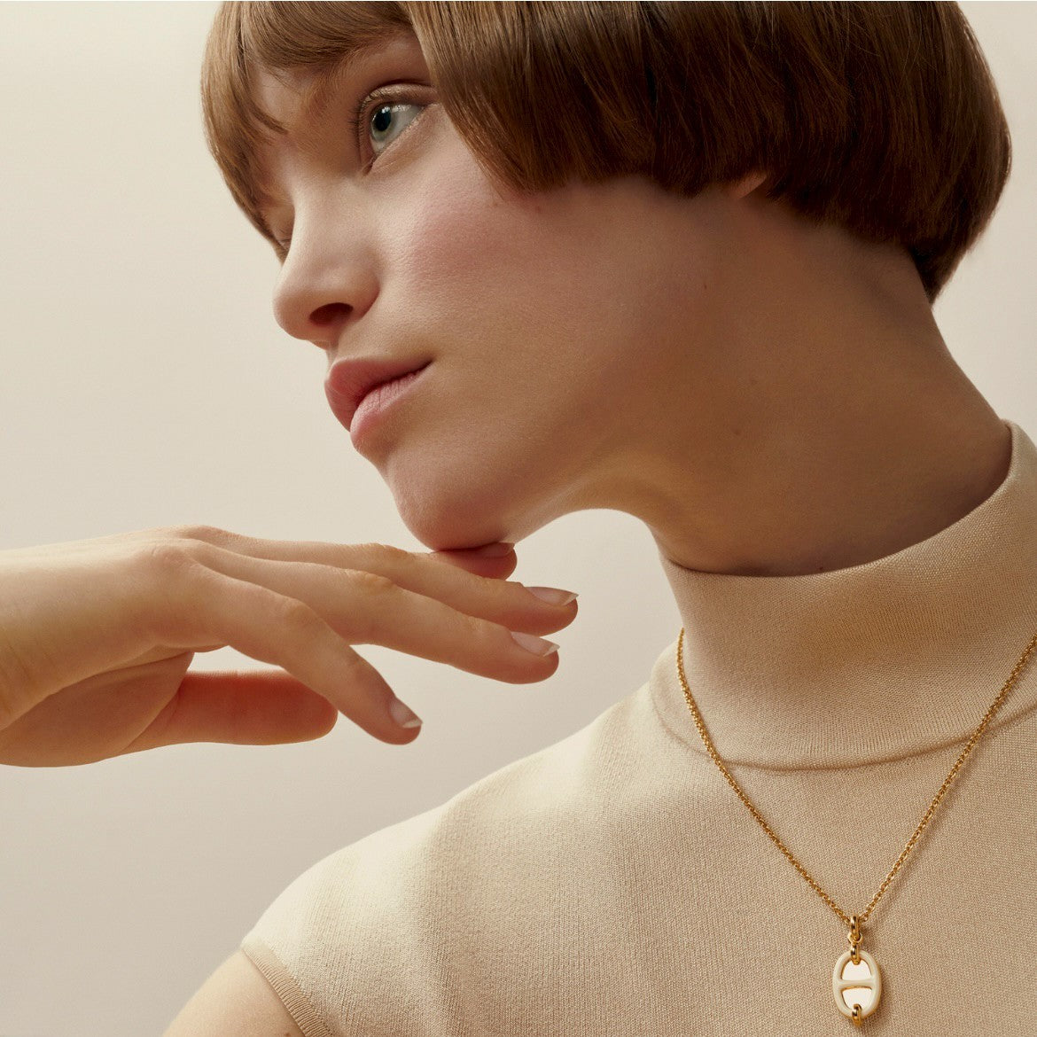 Mini Maillon pendant ミニ マイヨン ペンダント Cream Rosegold クリーム ローズゴールド メタル