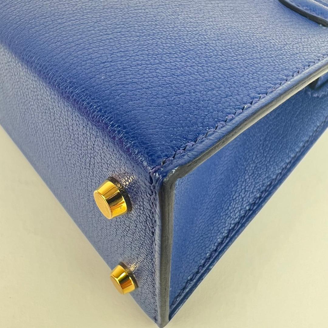 Mini kelly ミニケリー Blue royal ブルーロイヤル Chevre シェーブル GHW ゴールド金具 B刻