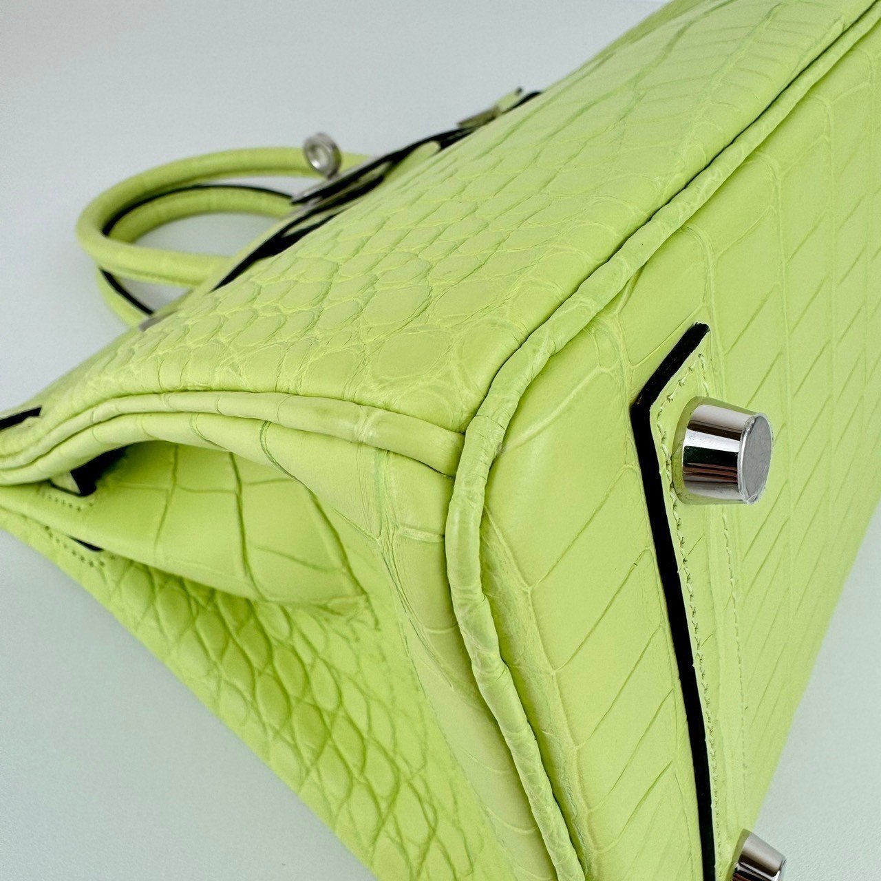 Birkin25 バーキン25 Jaune bourgeon ジョーヌブルジョン Alligatorアリゲーター PHW シルバー金具 Stamp-U U刻印