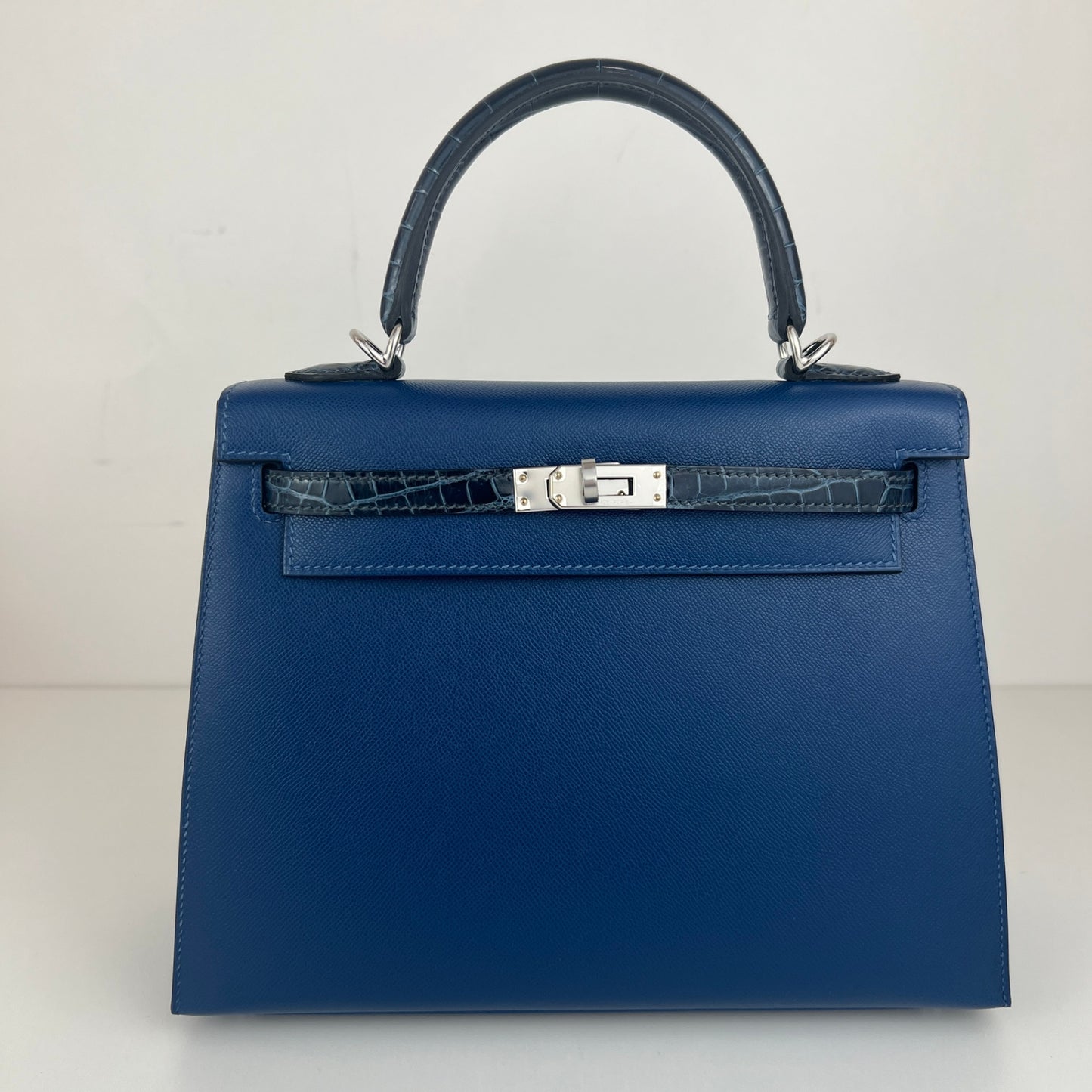 Hermès エルメス Kelly25 ケリー25 Stamp-W W刻印 Madame/Crocodile マダム/クロコダイル Deep blue ディープブルー PHW シルバー金具
