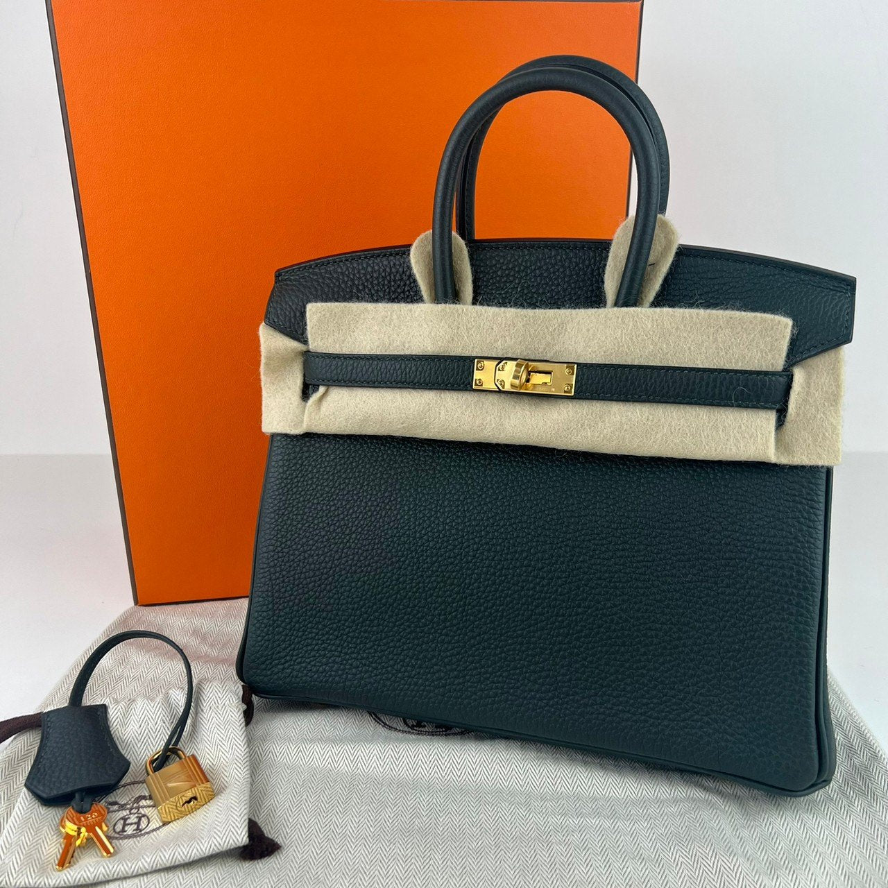 新品未使用 HERMES エルメス Birkin25 バーキン25 Vert fonce ヴェールフォンセ Togo トゴ GHW ゴールド金具 Stamp-U U刻印 ハンドバッグ