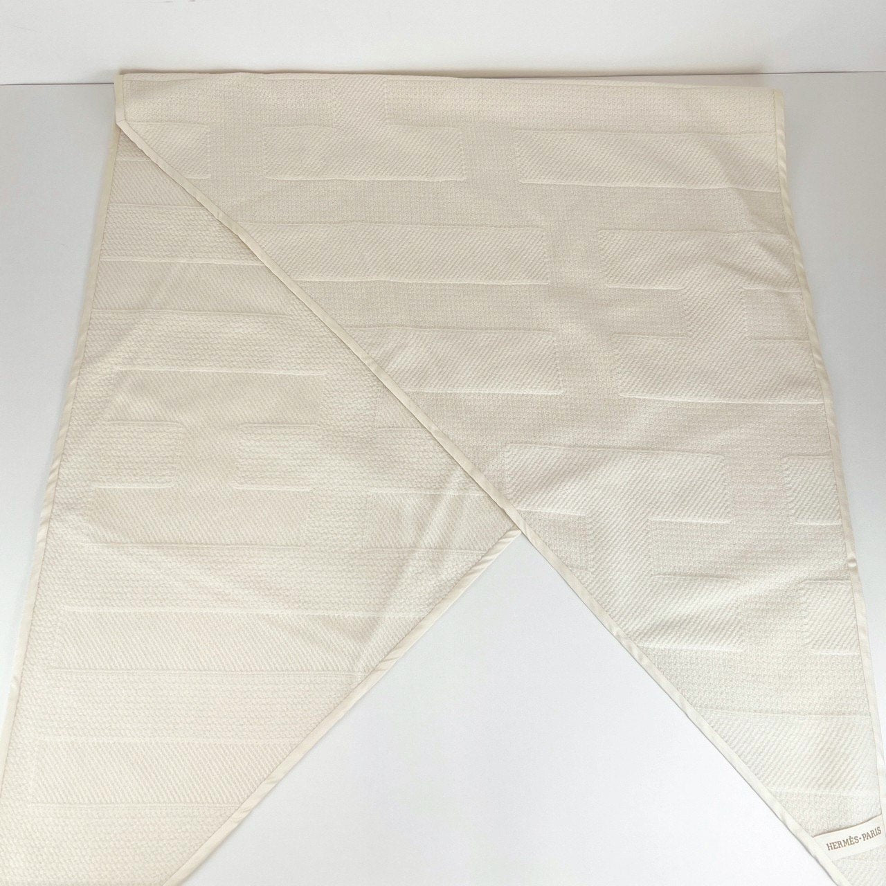 Hermès エルメス ロザンジュ 《ストライプH》 LOSANGE カシミア 100% White ホワイト