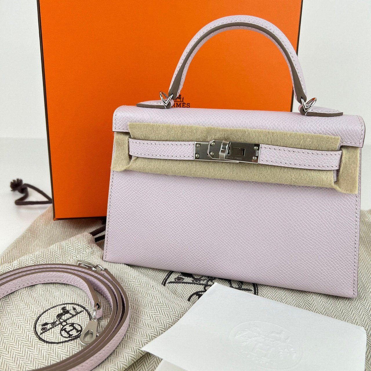 Mini kelly ミニケリー Mauve pale モーヴペール PHW シルバー金具 Stamp-B B刻