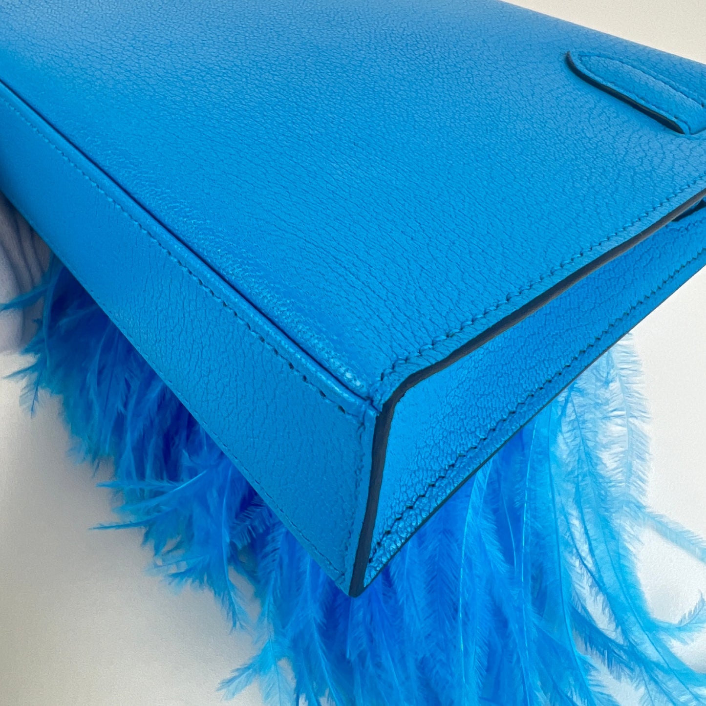 Kelly Elan feather ケリーエランフェザー Blue frida ブルーフリーダ Chevre シェーブル PHW シルバー金具 Stamp-B B刻印