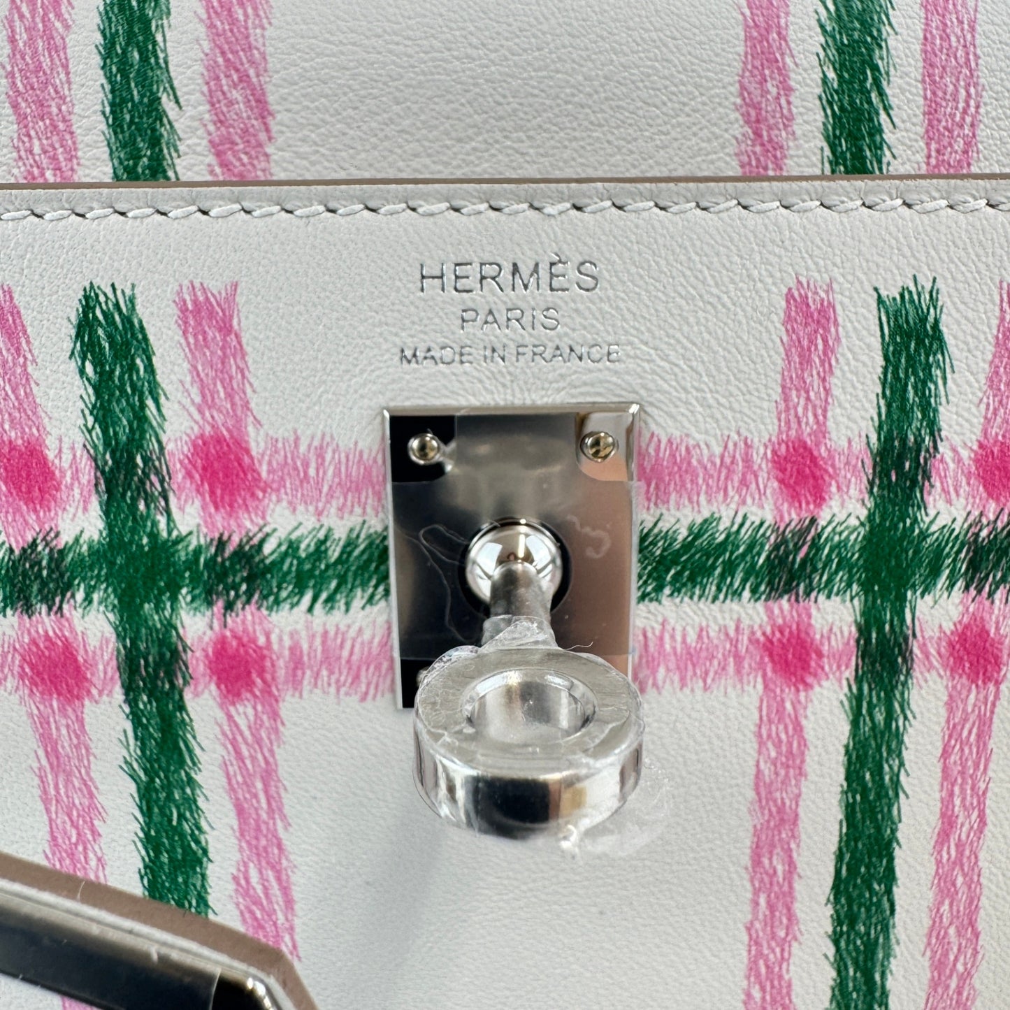 Kelly25 tartan light ケリー25 タータンライト Gris pale/Bubblegum/Vert moyen グリペール/バブルガム/ヴェールモワイヤン Swift スイフト PHW シルバー金具 Stamp-K K刻印
