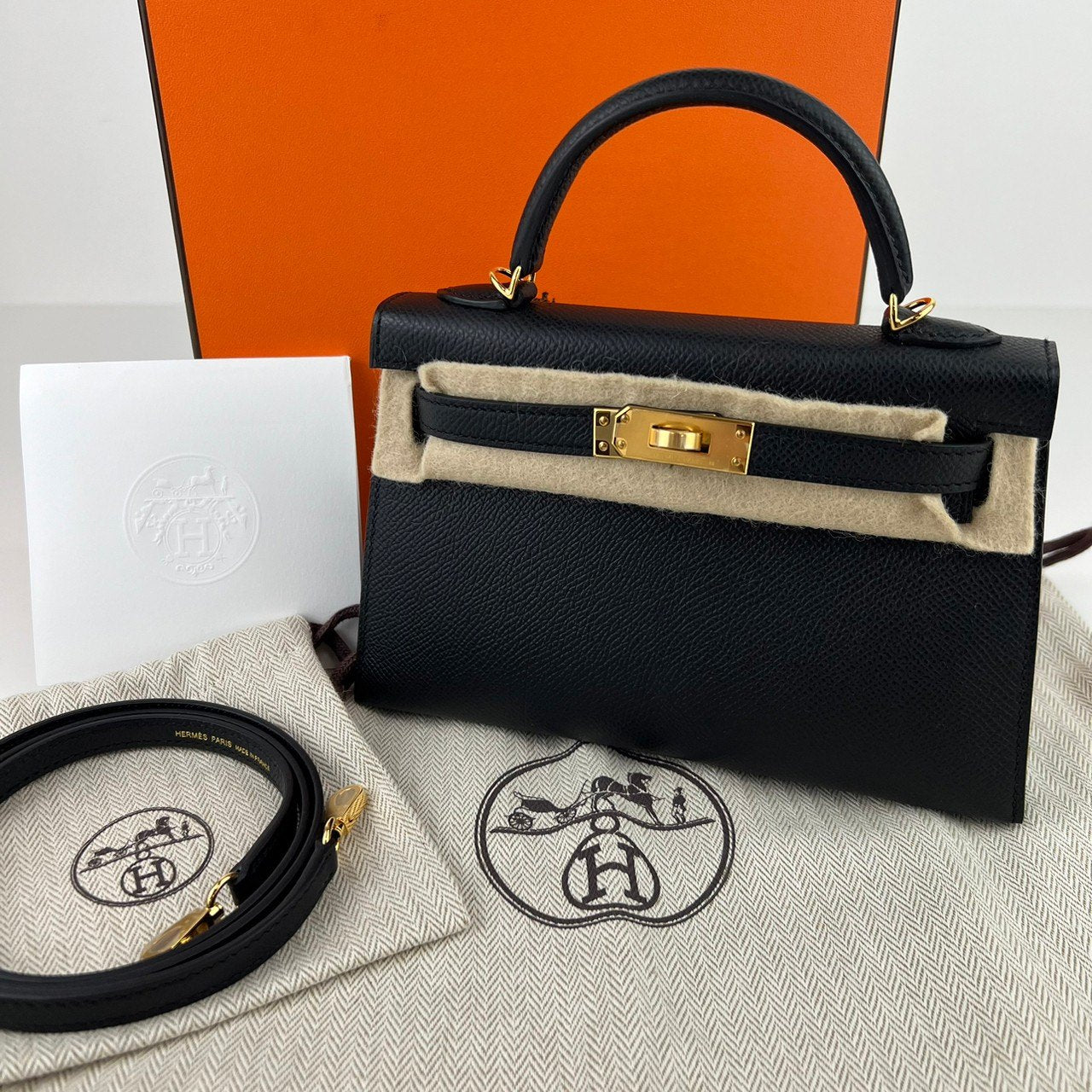 Mini kelly ミニケリー Black ブラック GHW ゴールド金具 W刻印 Epsom エプソン