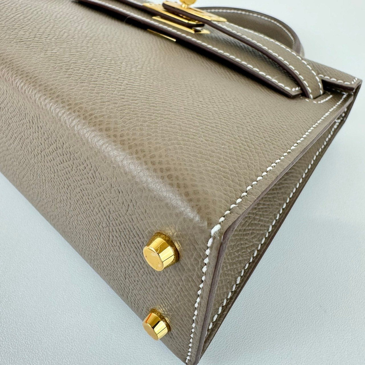 Mini kelly ミニケリー Stamp-W W刻印 Epsom エプソン Etoupe エトープ GHW ゴールド金具