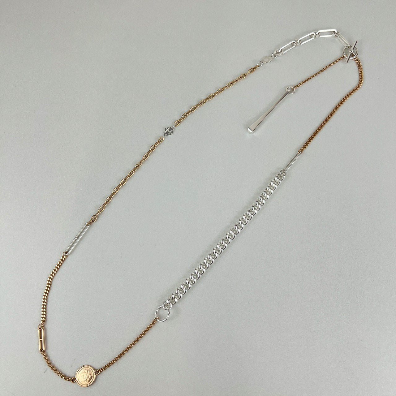 新品未使用 HERMES エルメス Mix and h long necklace ミックス&Hロングネックレス RG金具 ローズゴールド/シルバー