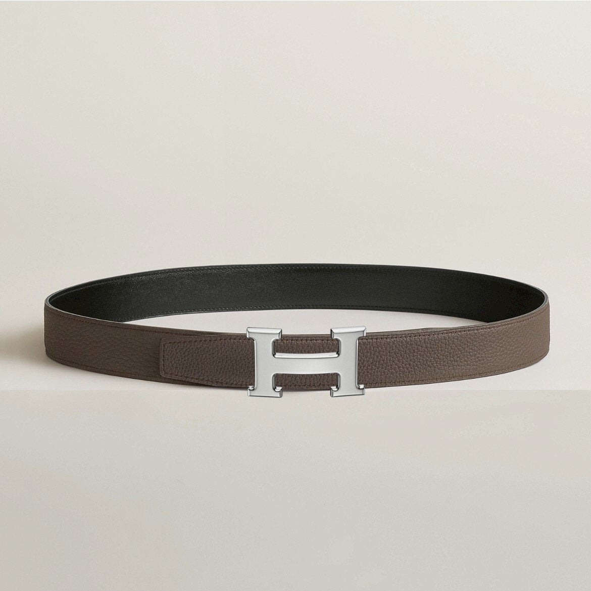 Ceinture H boucleArgent Cuir seul de ceinture H #100 Black/Etain Hベルトバックル リバーシブルベルトレザー Black ブラック/Etain エタン