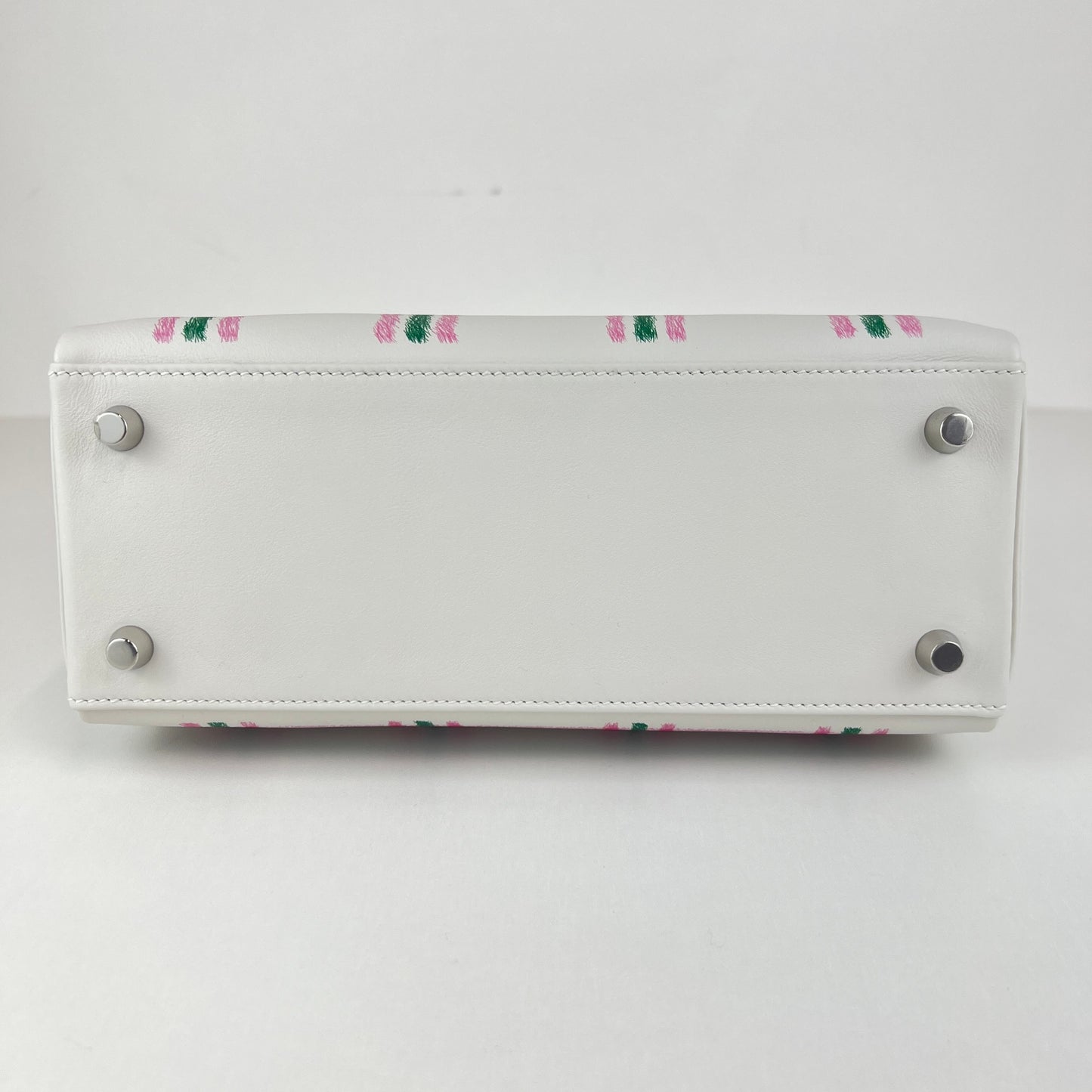 Kelly25 tartan light ケリー25タータン ライト Stamp-K K刻印 Swift スイフト Gris pale/Bubblegum/Vert moyen PHW シルバー金具