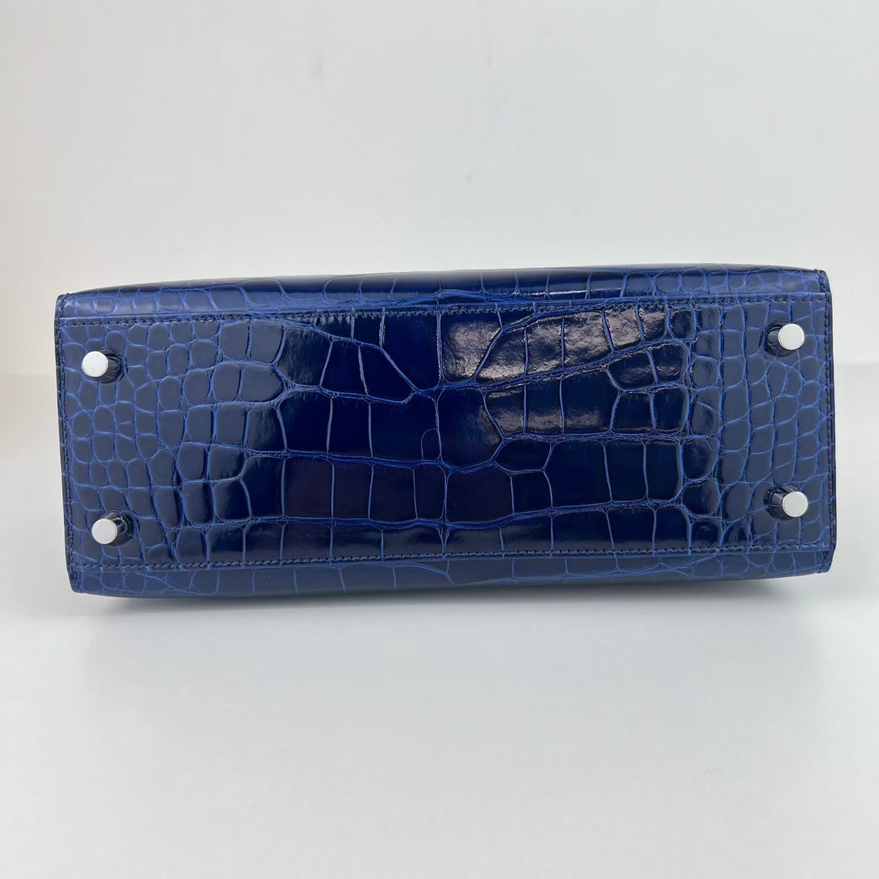 Kelly25 ケリー25 Blue saphir ブルーサファイア Alligatorアリゲーター PHW シルバー金具 Stamp-W W刻印