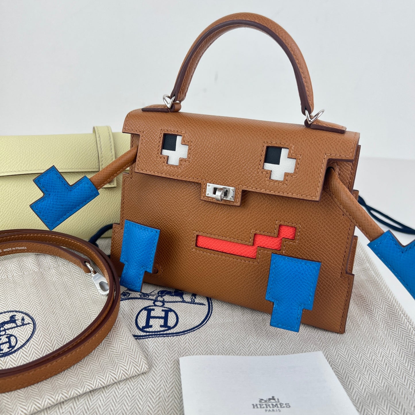 Kelly doll picto ケリードールピクト Gold/Bleu zanzibar ゴールド/ブルーザンジバル PHW シルバー金具 Epsom エプソン Stamp-W W刻印