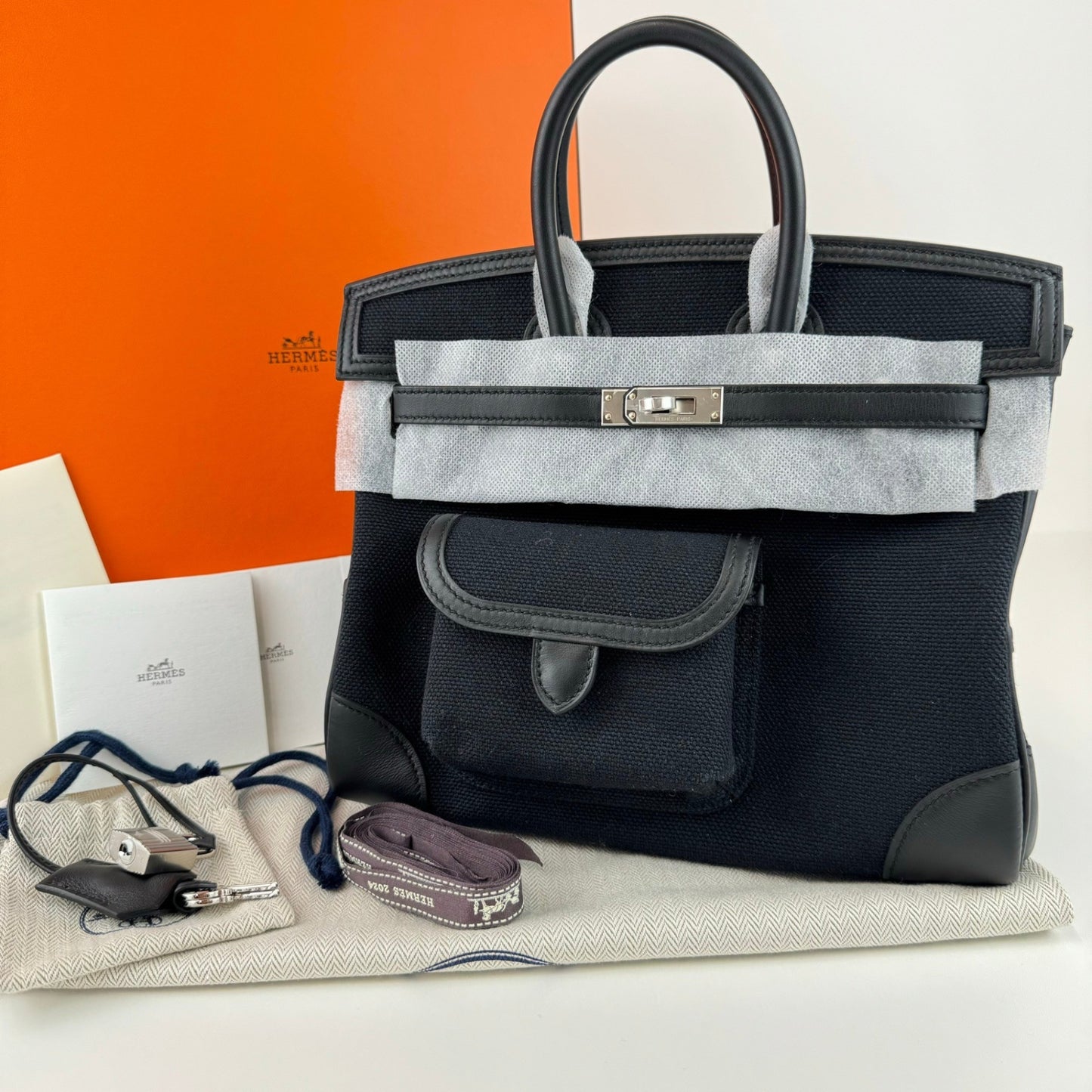 Birkin25 Cargo バーキン25カーゴ Black ブラック PHW シルバー金具 Toile Goeland Canvas Veau Swift トワルゴエラン ヴォースイフトStamp-W W刻印