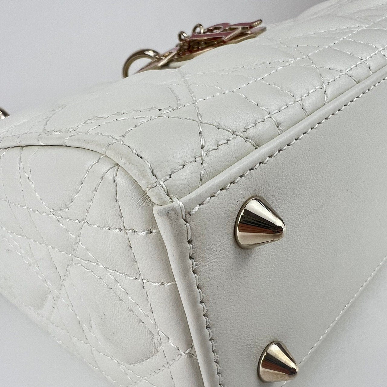 LADY DIOR レディディオール Lambskin ラムスキン White ホワイト ハート型 10-MA-0281 レディースバッグ ハンドバッグ