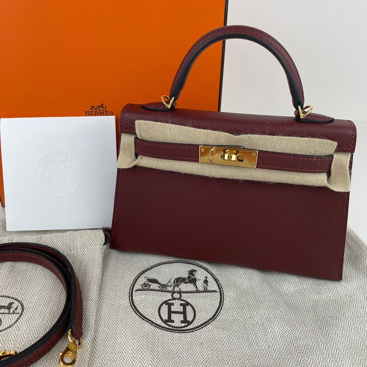Mini kelly ミニケリー Rouge H ルージュアッシュ GHW ゴールド金具 Stamp-W W刻印 Epsom エプソン