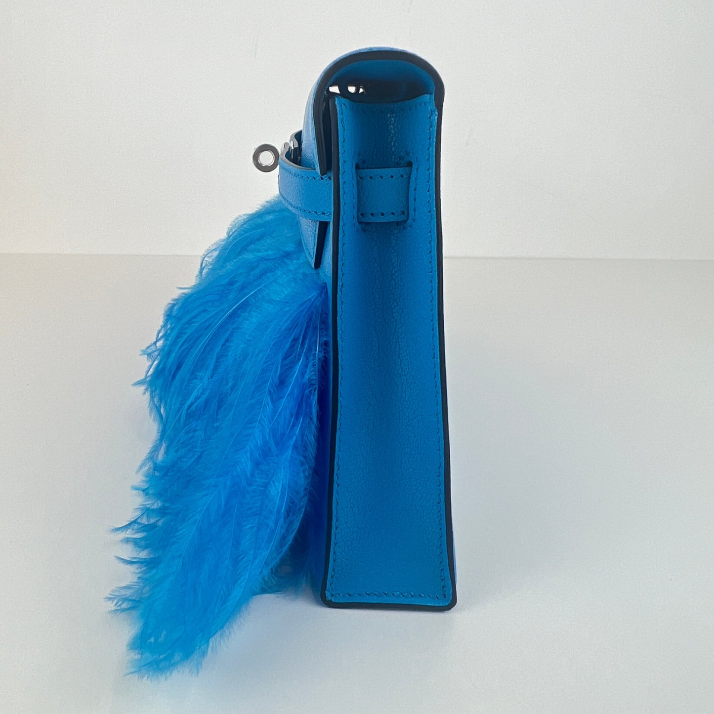 Kelly Elan feather ケリーエランフェザー Blue frida ブルーフリーダ Chevre シェーブル PHW シルバー金具 Stamp-B B刻印