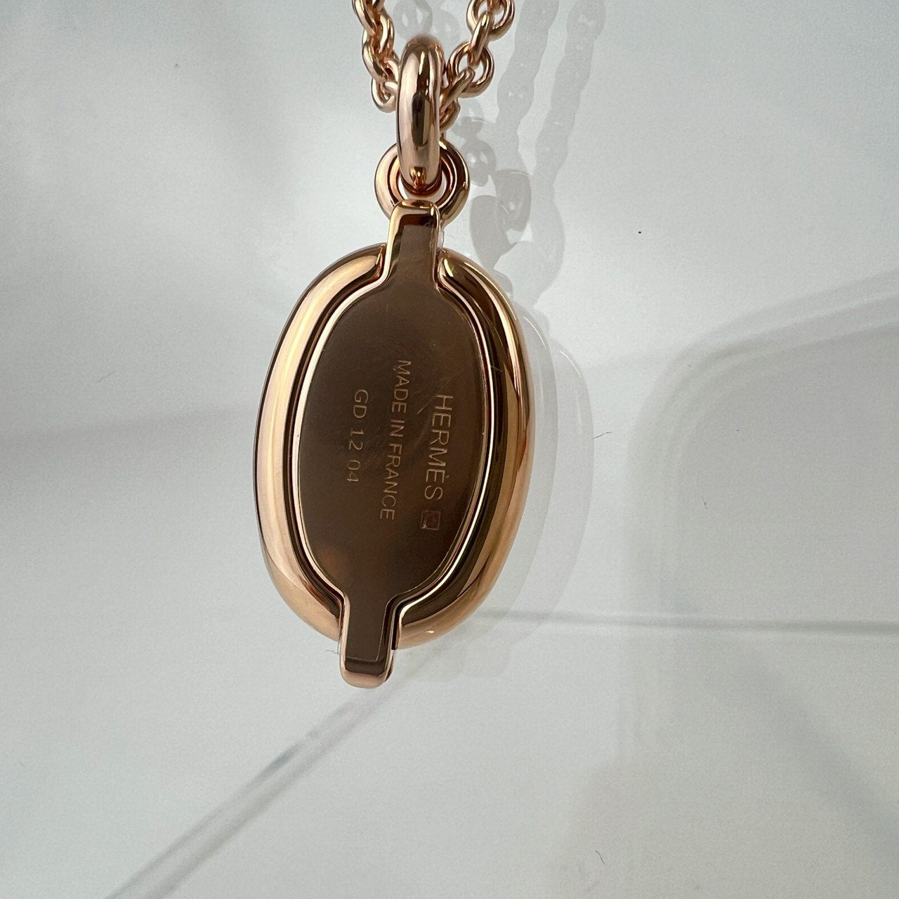 Hermès エルメス Mini Maillon pendant ミニ マイヨン ペンダント メタル Marron grace / Rosegold :マロングラッセ / ローズゴールド