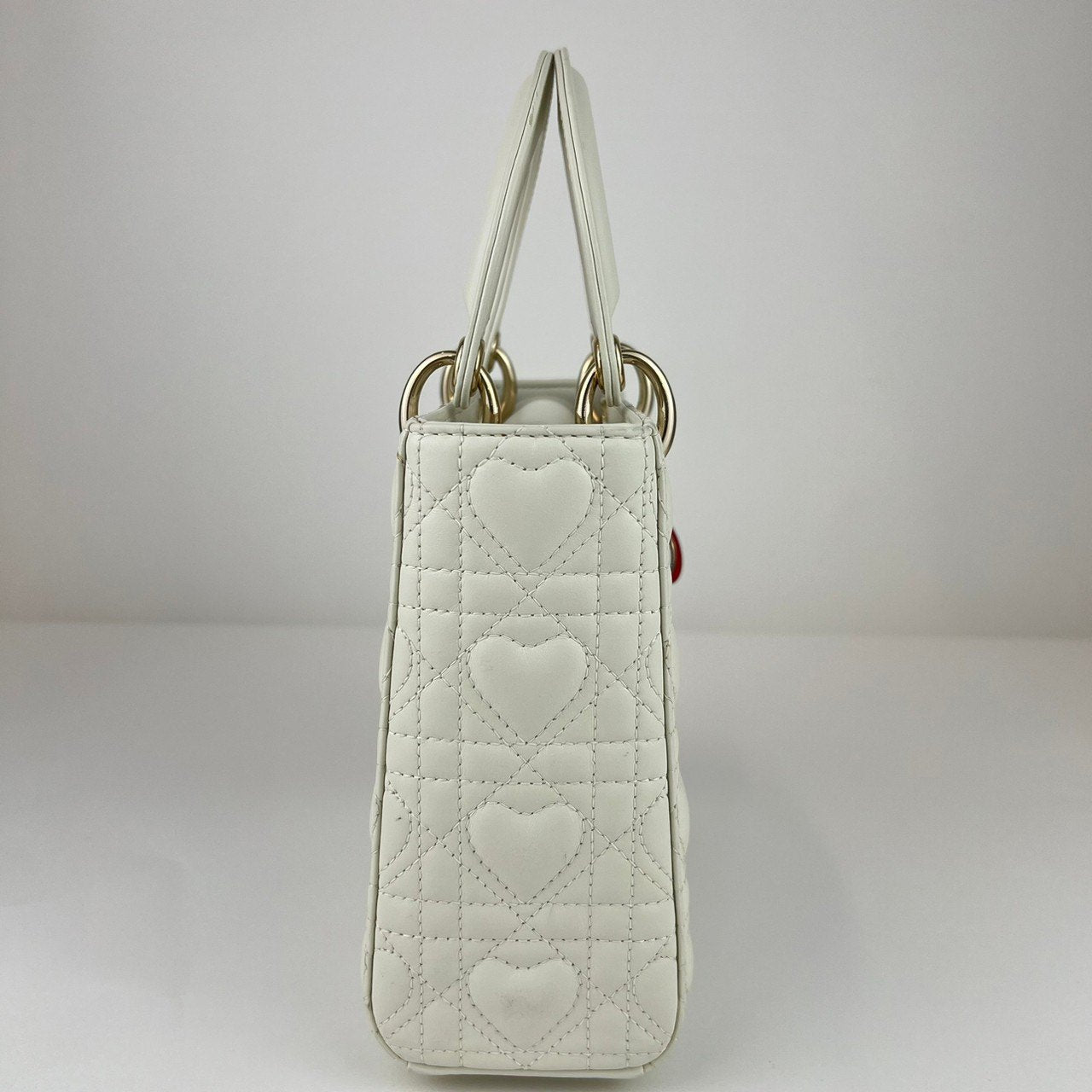 LADY DIOR レディディオール Lambskin ラムスキン White ホワイト ハート型 10-MA-0281 レディースバッグ ハンドバッグ