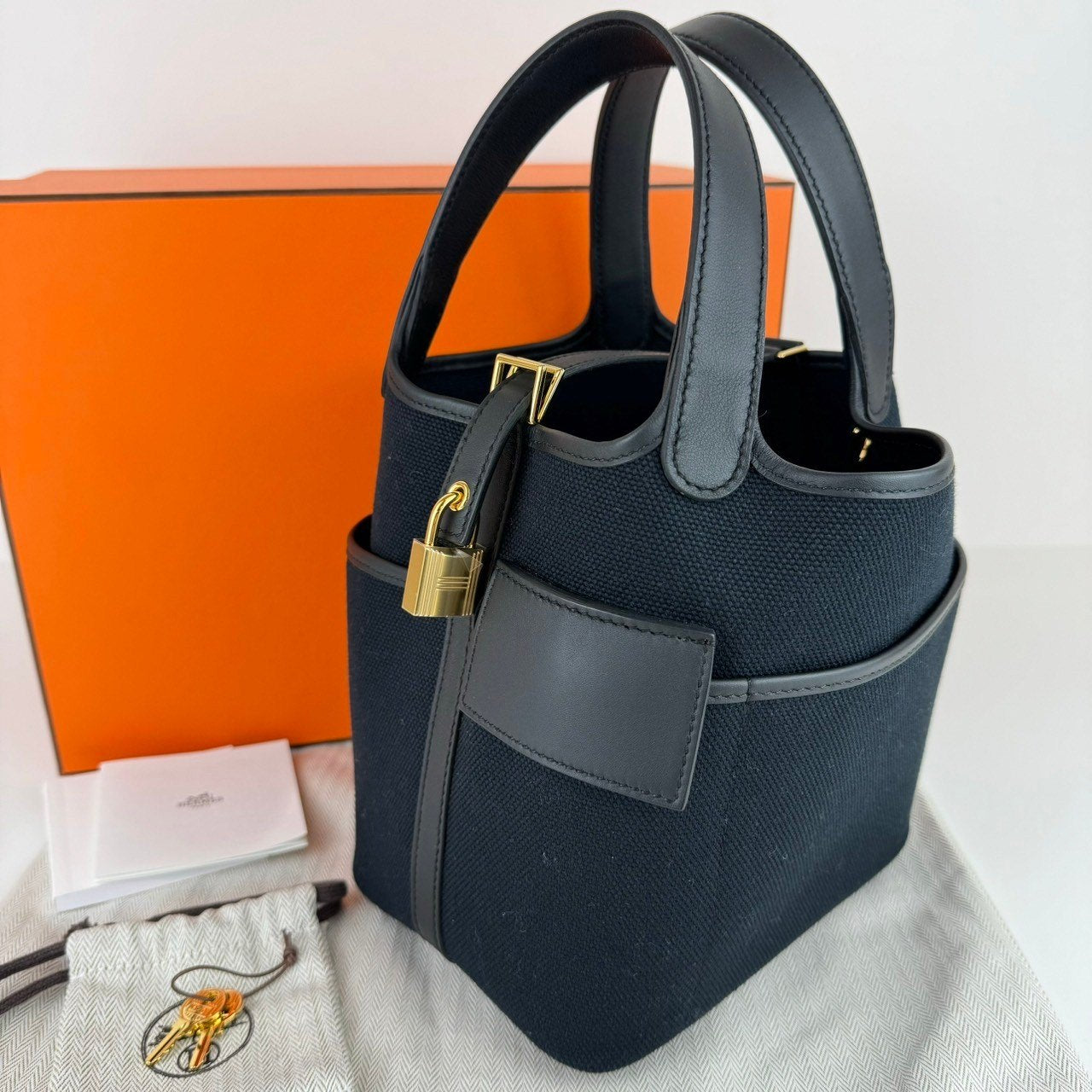 Picotin Lock PM cargo ピコタンカーゴPM Black ブラック GHW ゴールド金具 W刻印 Toile goeland/Swift トワルゴエラン/スイフト